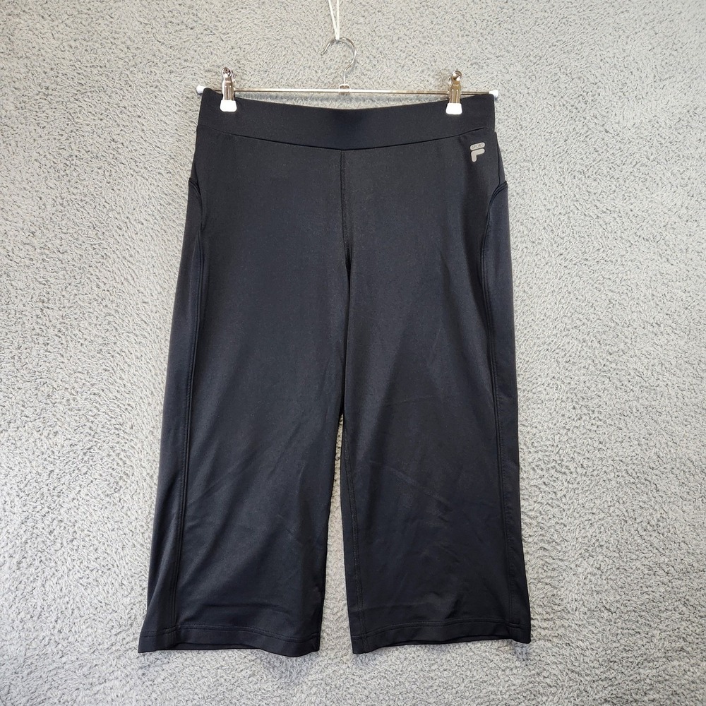 FILA SPORT Black Capri Pants Womens M Cropped Stretch Athletic Casual Comfort